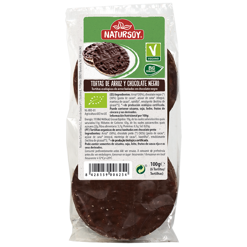 Natursoy - Coquetes d'arròs xocolata negra